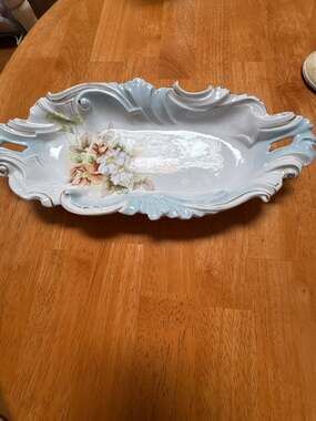 Antique RS Prussia Porcelain Double Handled Celery Relish Tray